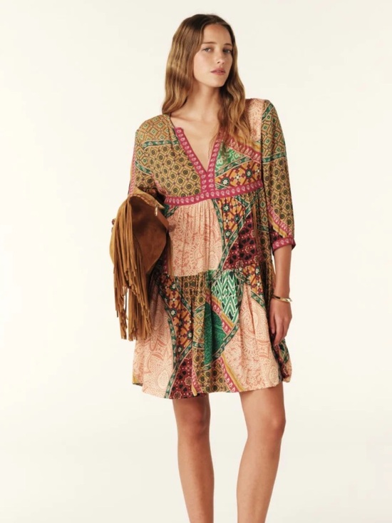 ba&sh Dresses & Skirts - Ba&sh Fingston Patchwork Mini Dress Multicolor Boho Print L / US 8